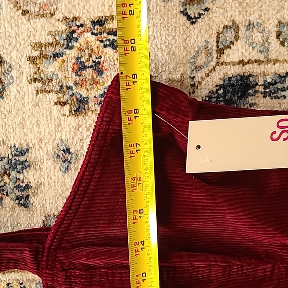 SO BRAND WOMENS JUNIOR BEAUTIFUL BURGUNDY CORDOROY JUMPER/PENAFORE DRESS SIZE XL - Picture 12 of 16